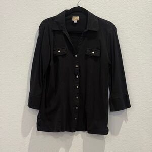 JM Collection Classic Black Shirt 100% Cotton